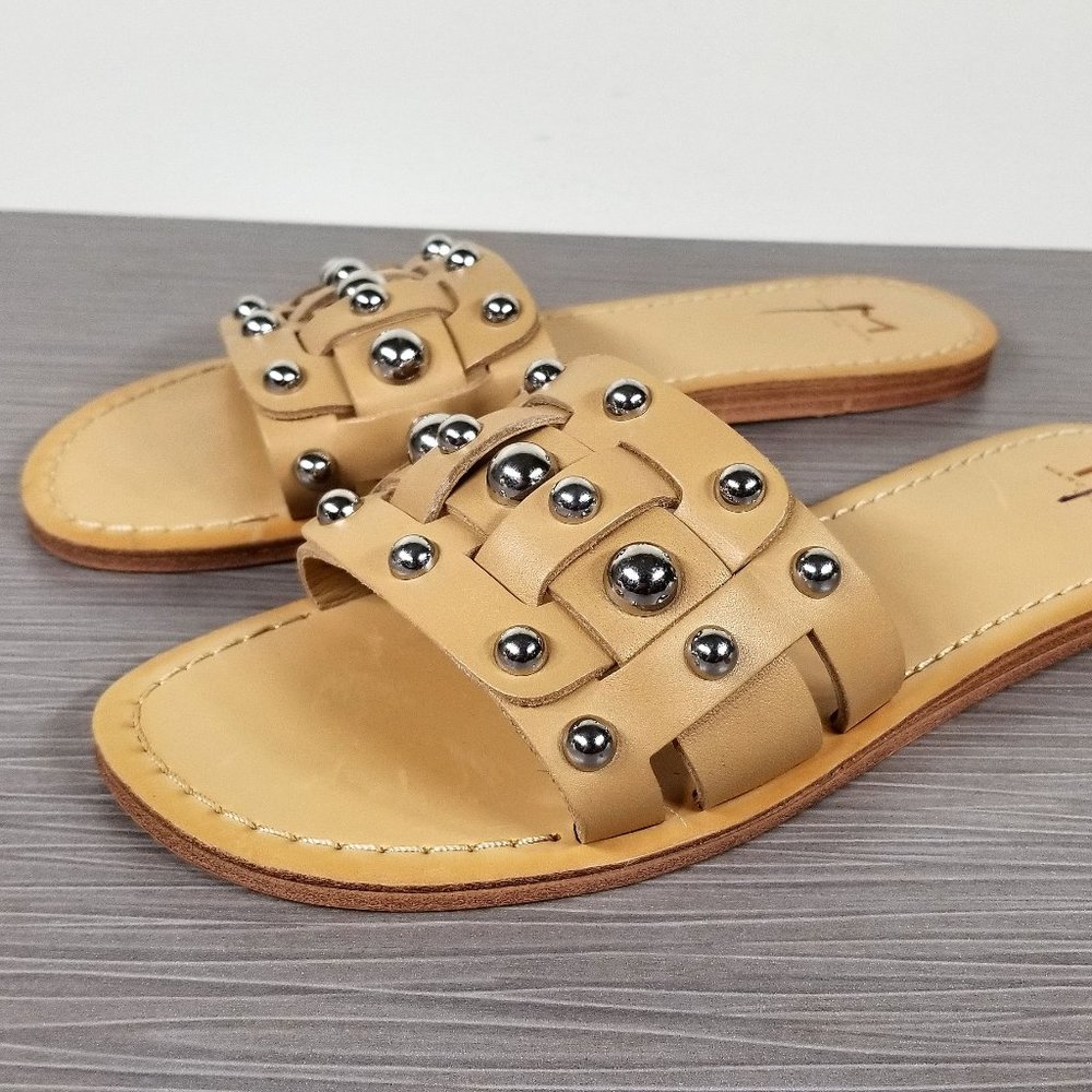 Marc Fisher LTD Pacca Slide Sandal, Natural Tan Leather, Womens Size 5.5 & 8 M